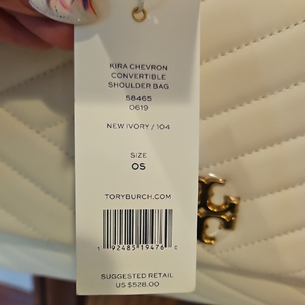 NWT $528 Tory Burch Kira Ivory Quilted Leather Bag - Picture 4 of 8